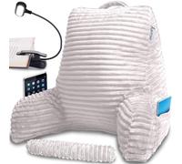 Homie Coussin de lecture avec lampe de lecture et support de poignet, avec accoudoirs et soutien dorsal pour se reposer au lit, se détendre, lire, travailler sur un ordinateur portable, regarder la