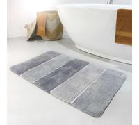 Homie Living Tapis de Bain, Tapis de Bain Moelleux Super Doux l Antidérapant et Lavable Rio Marina (70 x 120 cm, Gris Argent)