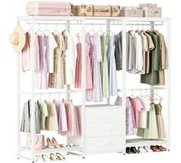 Homieasy Dressing Ouvert Avec 3 Tiroirs, Penderie Modulable En L