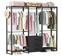 Homieasy Dressing Ouvert Avec 3 Tiroirs, Penderie Modulable En L
