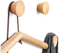 Homieco 10PCS Manteau Mural en Bois Massif Crochets Organisateur créatif Cintre pour Chapeau, Sac, Serviette, écharpe (Bois de hêtre, 5cm)