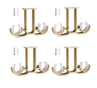Homieco Lot de 4 Support Tringle Rideaux Double Robuste Alliage D'aluminium Supports Rideau Plafond Penderie avec Vis pour Rideau Armoire