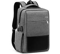 HOMIEE Sac à Dos College Ordinateur 15,6 Pouces avec Port de Charge USB, Sac à Dos École Grande Capacité Antivol Résistant aux Rayures et aux Déchirures, École/Travail/Voyage/Affaires (Gris)