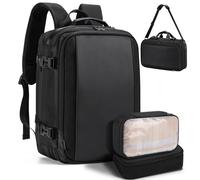 HOMIEE Sac à Dos de Voyage 3 en 1, Sac à dos Multifonctionnel Extensible pour Ordinateur Portable 15,6 Pouces, Sac à Dos de Voyage Grande Capacité pour Homme, Noir