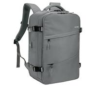 HOMIEE Sac à Dos de Voyage, Sac à Dos Cabine Imperméable pour 15,6" Ordinateur Portable, Sac a Dos Voyage Avion Antivol avec Port de Charge USB, Sac à Dos Bagage à Main Femme & Homme, Gris