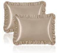 Homiest Lot de 2 taies d'oreiller à volants en satin pour cheveux et peau, taies d'oreiller en satin soyeux pour grand lit, taie d'oreiller à volants en satin avec fermeture à enveloppe,