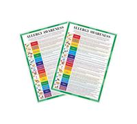 HOMIEVAR Lot de 2 affiches plastifiées A4 pour les allergies alimentaires - Liste des allergènes, intolérance et hygiène - Panneau de sécurité « Ask Before You Eat »