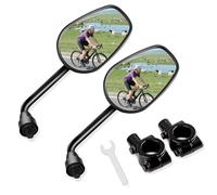 Homieway Lot de 2 rétroviseurs de vélo - En verre véritable HD - Pour vélo électrique - Surface de miroir extra large - Rétroviseur de VTT - Rétroviseur de vélo pour guidon (22-25 mm)