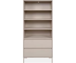 HOMIFAB Bibliothèque 2 tiroirs 4 niches Beige 78 cm - Ronda