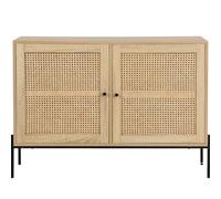 HOMIFAB Buffet 2 Portes en cannage Naturel et Effet chêne 110 cm - Iris