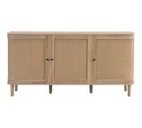 HOMIFAB Buffet 3 Portes Couleur chêne et cannage 150 cm - Bali