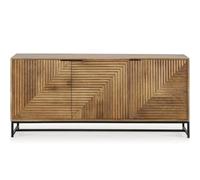 HOMIFAB Buffet 3 Portes en Bois de manguier sculpté 170 cm - Tao