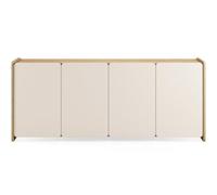 HOMIFAB Buffet 4 Portes Beige et décor chêne 180 cm - Sami