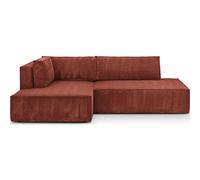 HOMIFAB Canapé d'angle à Gauche Convertible 3 Places avec Coffre en Velours côtelé Rouille - Barani