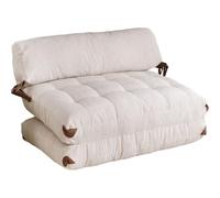 HOMIFAB Chauffeuse Convertible 2 Places en Velours côtelé Beige - Lucho