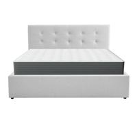 HOMIFAB Ensemble Lit Coffre Adulte 160x200cm avec tête de lit en Tissu Gris - Tina + Matelas mémoire de Forme - Memo HR