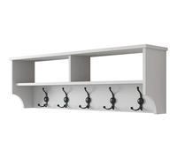 HOMIFAB Etagère d'entrée Murale avec niches et patères Blanche 120 cm - Taren