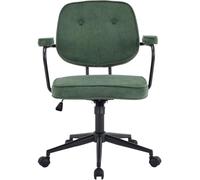 HOMIFAB Fauteuil de Bureau pivotant et réglable en Hauteur en Velours côtelé Vert Kaki - Ann