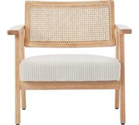 HOMIFAB Fauteuil en Velours côtelé Beige et cannage Naturel - Tim