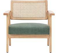 HOMIFAB Fauteuil en Velours côtelé Vert et cannage Naturel - Tim