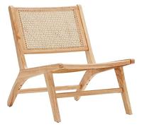 HOMIFAB Fauteuil Lounge en Bois Massif et cannage - Zuma