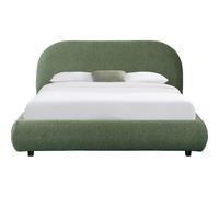 HOMIFAB Lit Adulte 160x200 cm avec sommier et tête de lit matelassée en Tissu bouclé Vert Kaki - Maddie