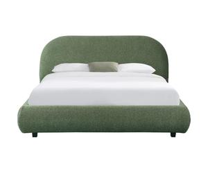 HOMIFAB Lit Adulte 160x200 cm avec sommier et tête de lit matelassée en Tissu bouclé Vert Kaki - Maddie
