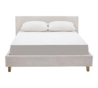 HOMIFAB Lit Adulte 160x200 cm avec tête de lit capitonnée en Velours côtelé Beige - Milo