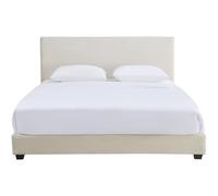 HOMIFAB Lit Adulte 160x200 cm avec tête de lit capitonnée en Velours côtelé Beige - William