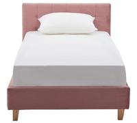 HOMIFAB Lit Adulte 90x190 cm avec tête de lit capitonnée en Velours Vieux Rose - Milo