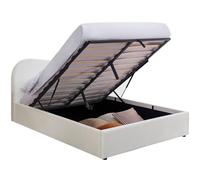 HOMIFAB Lit Coffre Adulte 140x190 cm avec tête de lit matelassée en Velours Beige - Suzon