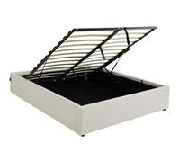 HOMIFAB Lit Coffre Adulte 140x190 cm en Tissu bouclé Beige avec sommier - Handy