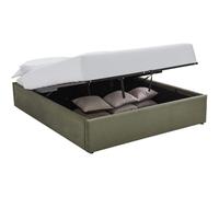 HOMIFAB Lit Coffre Adulte 140x190 cm en Velours côtelé Vert avec sommier - Handy