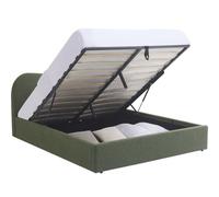 HOMIFAB Lit Coffre Adulte 160x200 cm avec tête de lit matelassée en Tissu bouclé Vert - Suzon