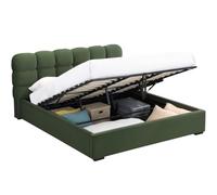 HOMIFAB Lit Coffre Adulte 180x200 cm avec sommier et tête de lit capitonnée en Velours Vert Kaki - Lola