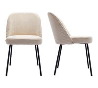 HOMIFAB Lot de 2 chaises de Salle à Manger en Velours côtelé Beige, piètement Noir - Olden