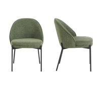 HOMIFAB Lot de 2 chaises en Tissu bouclé Vert Kaki - Cloé