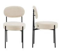 HOMIFAB Lot de 2 chaises en Velours côtelé Beige, piètement métal Noir - Evora