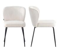 HOMIFAB Lot de 2 chaises en Velours côtelé Beige - Tara