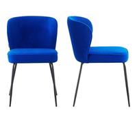 HOMIFAB Lot de 2 chaises en Velours côtelé Bleu électrique - Tara
