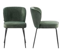 HOMIFAB Lot de 2 chaises en Velours côtelé Vert Kaki - Tara
