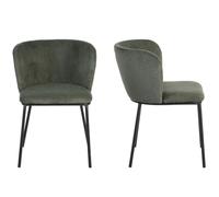 HOMIFAB Lot de 2 chaises en Velours côtelé Vert Kaki - Toma