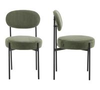 HOMIFAB Lot de 2 chaises en Velours côtelé Vert, piètement métal Noir - Evora