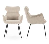 HOMIFAB Lot de 2 fauteuils de Table en Tissu Beige - Iconic