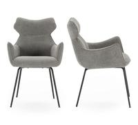 HOMIFAB Lot de 2 fauteuils de Table en Tissu Gris - Iconic
