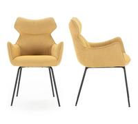 HOMIFAB Lot de 2 fauteuils de Table en Tissu Jaune Moutarde - Iconic