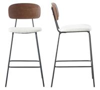 HOMIFAB Lot de 2 tabourets de Bar en Velours côtelé Beige - Dany