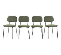 HOMIFAB Lot de 4 chaises en Tissu bouclé Vert Kaki - Lorie