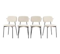 HOMIFAB Lot de 4 chaises en Velours côtelé Beige - Lorie
