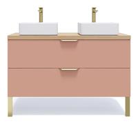 HOMIFAB Meuble de Salle de Bain Suspendu 2 vasques à Poser 120cm 2 tiroirs Abricot - Venice